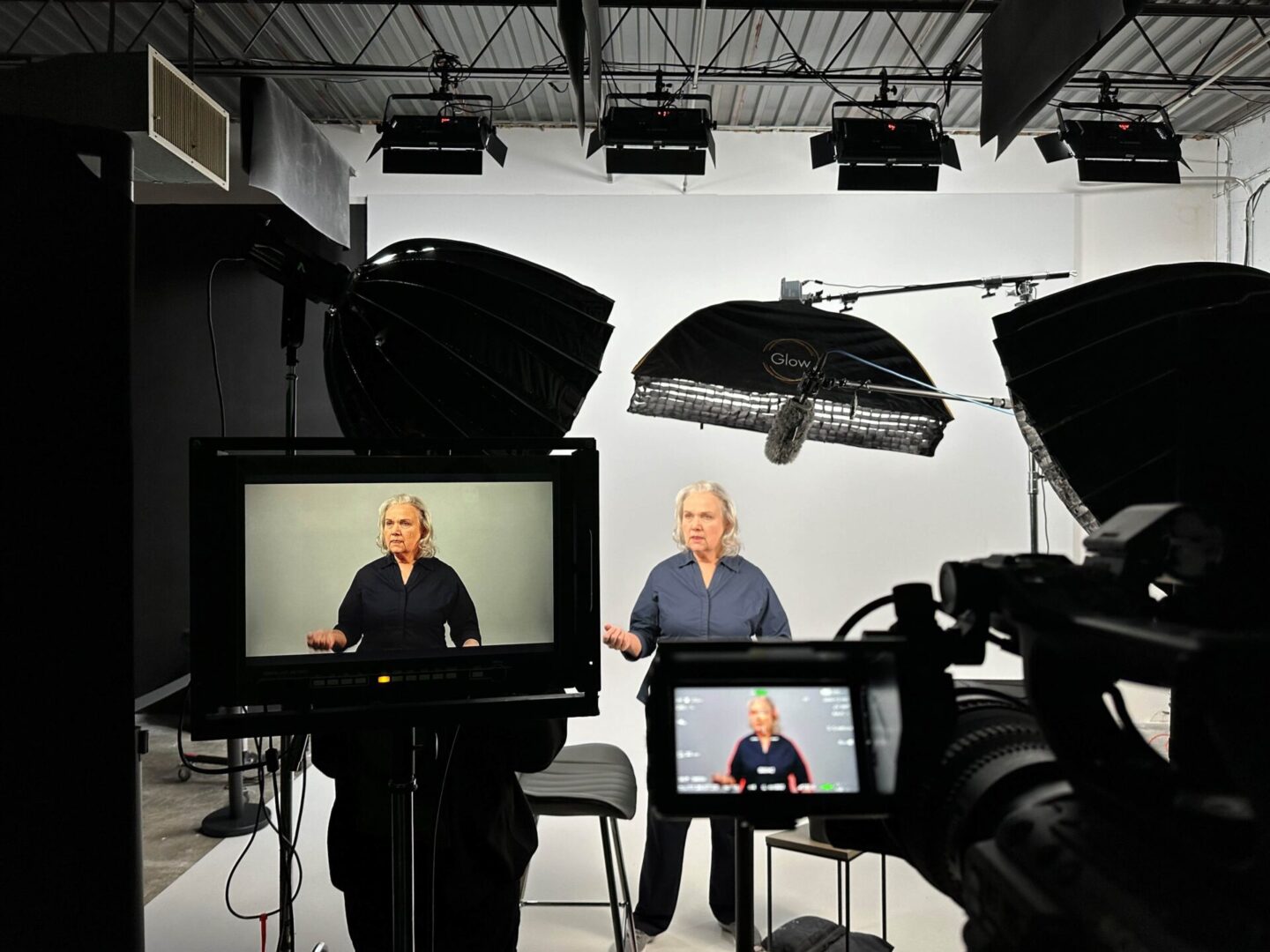 A man is being filmed in the studio