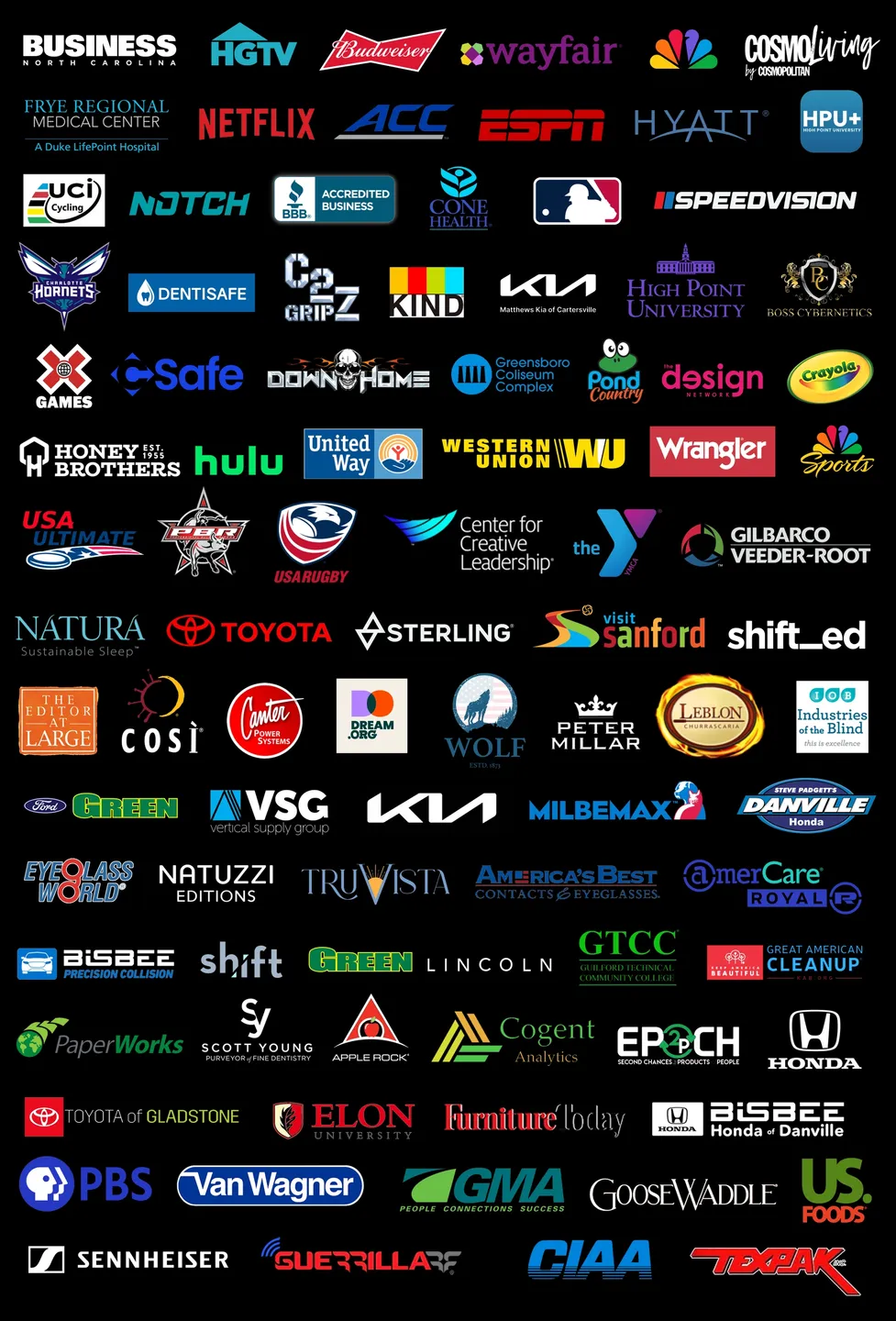 A bunch of logos that are on the wall